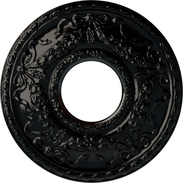 Ekena Millwork Hurley Ceiling Medallion (Fits Canopies up to 7 1/4"), 22 1/8"OD x 7 1/4"ID x 1 3/4"P, Black Pearl CM26HUBPS - main